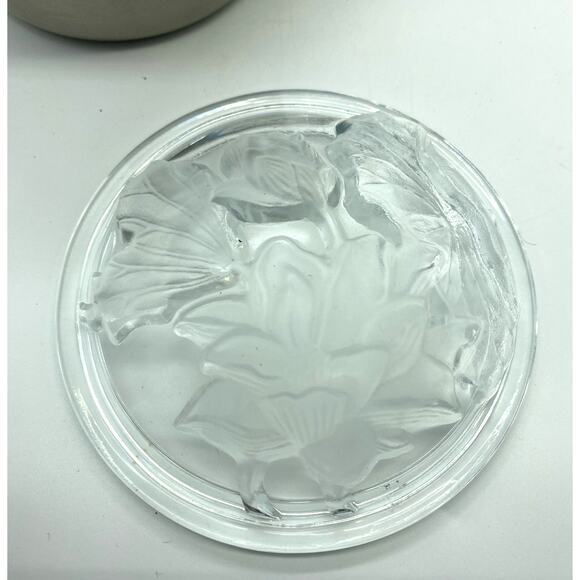Unique Stainless-Steel Mid-Century Ice Bucket Cookie Jar Crystal Floral 3D Lid - Picture 5 of 8